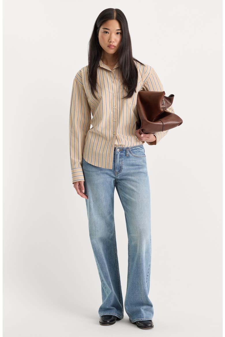 Poplin Easy Striped Cotton Shirt, Alternate, color, DUNE MULTI STRIPE