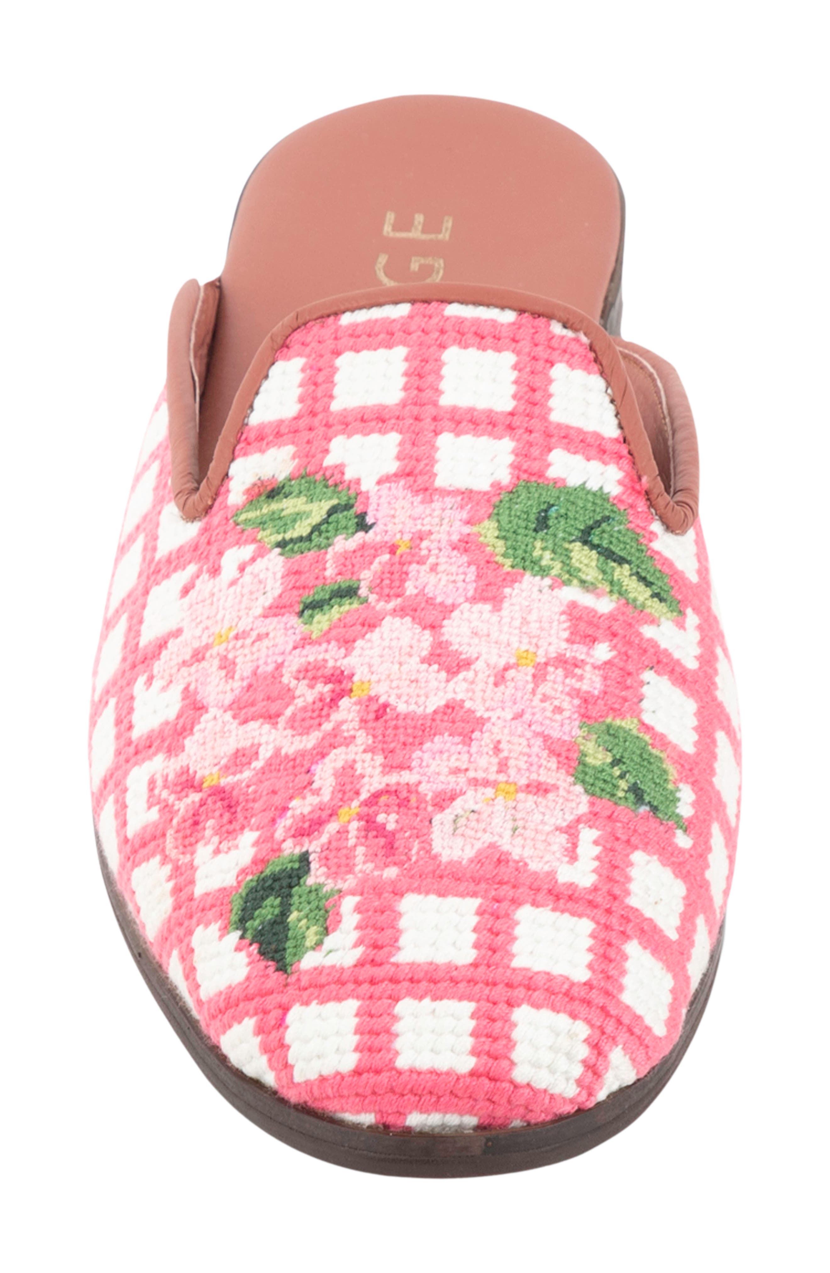 ByPaige Needlepoint Hydrangea Mule, Alternate, color, Pink Hydrangea