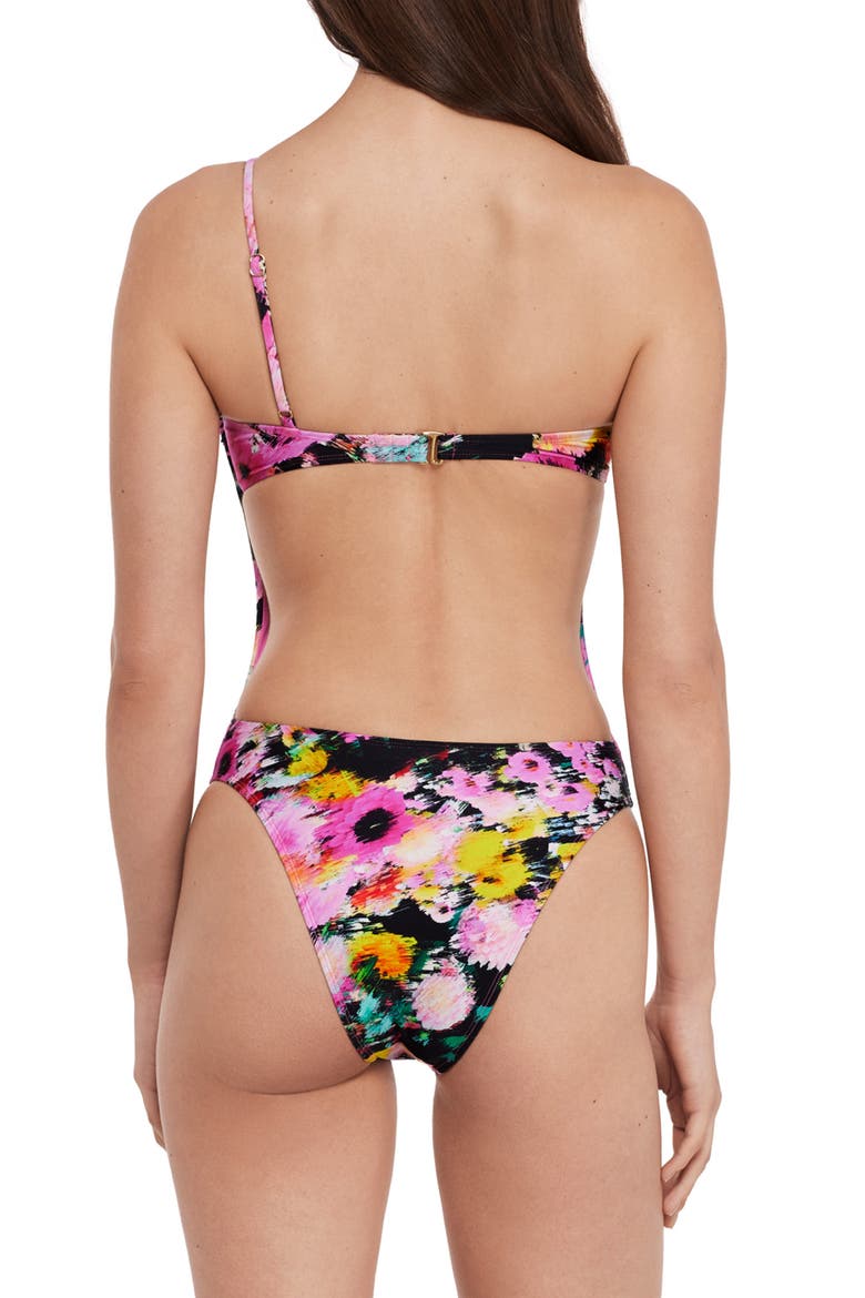 One-Shoulder Cutout One-Piece Swimsuit, Alternate, color, BLACK MULTI