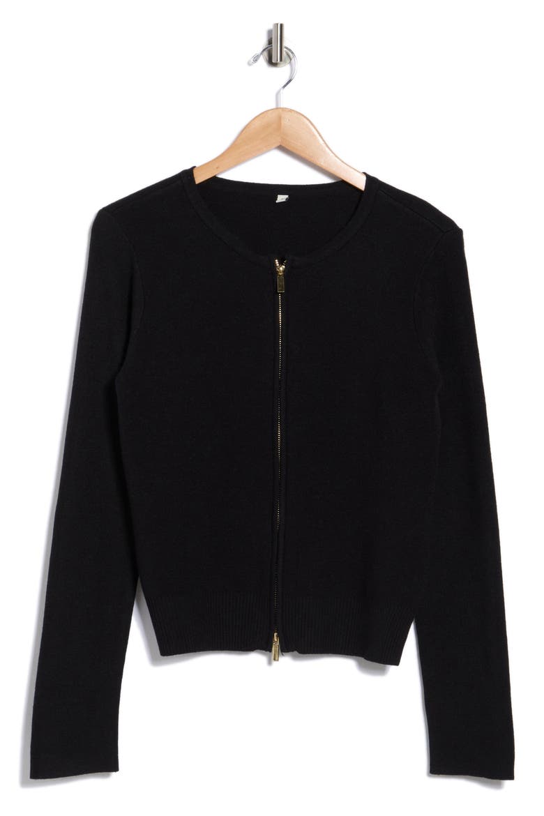 Tatum Zip Cardigan, Alternate, color, BLACK