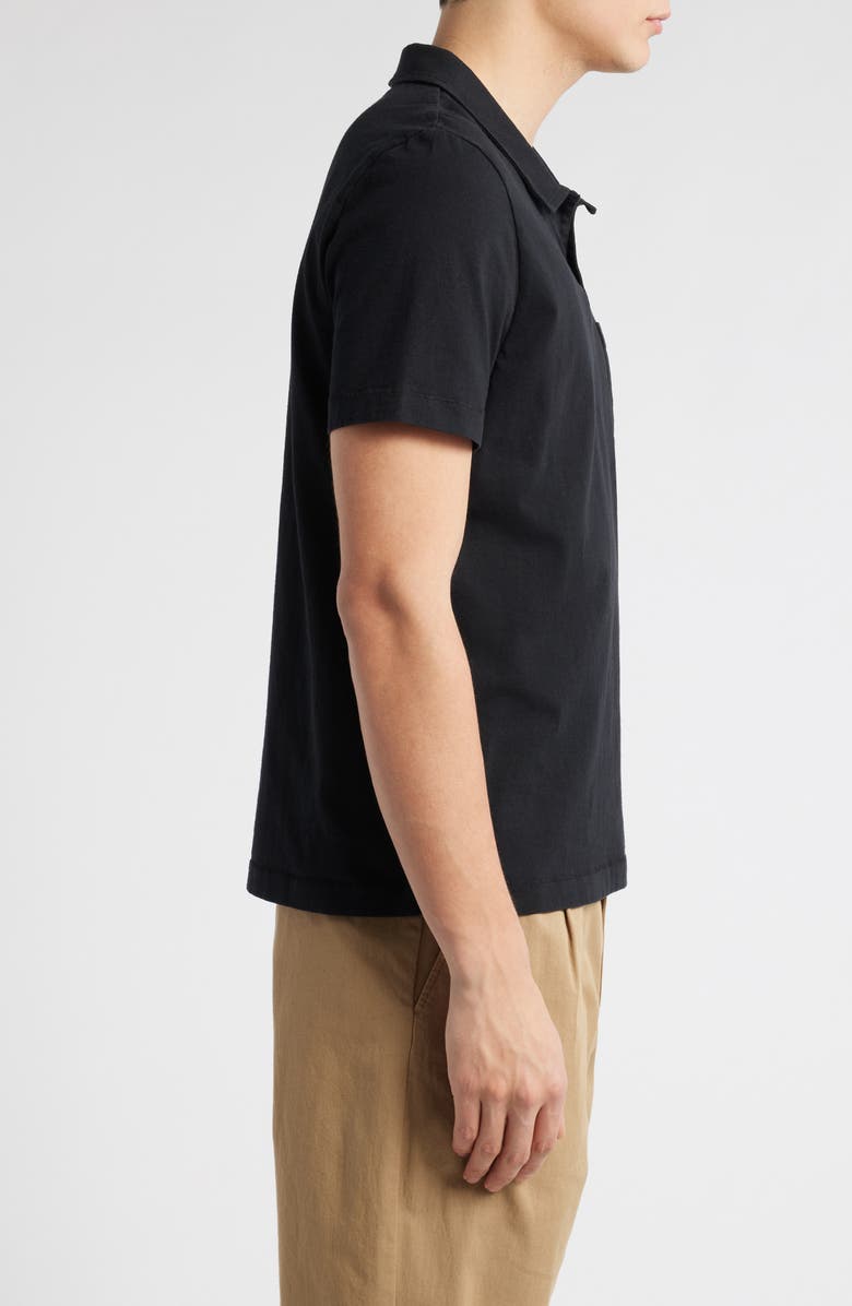 MERZ B SCHWANEN Classic Organic Cotton Jersey Polo with Pocket, Alternate, color, Deep Black