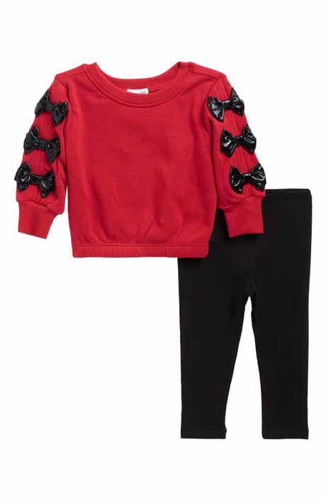 Bow Embellished Sweatshirt & Leggings Set