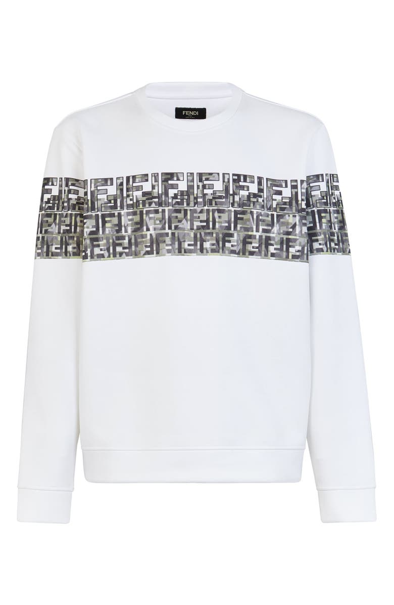 Fendi Camouflage FF Stripe Crewneck Sweatshirt, Main, color,