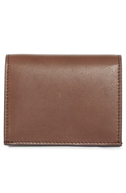 Thom Browne Soft Calfskin Leather Bifold Card Holder In Dark Brown