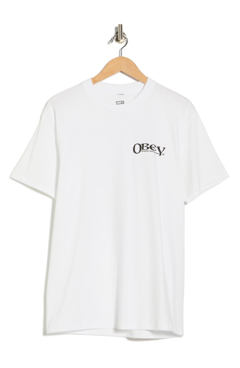 Obey Sensory Exploration Cotton Graphic T-Shirt, Alternate, color, White