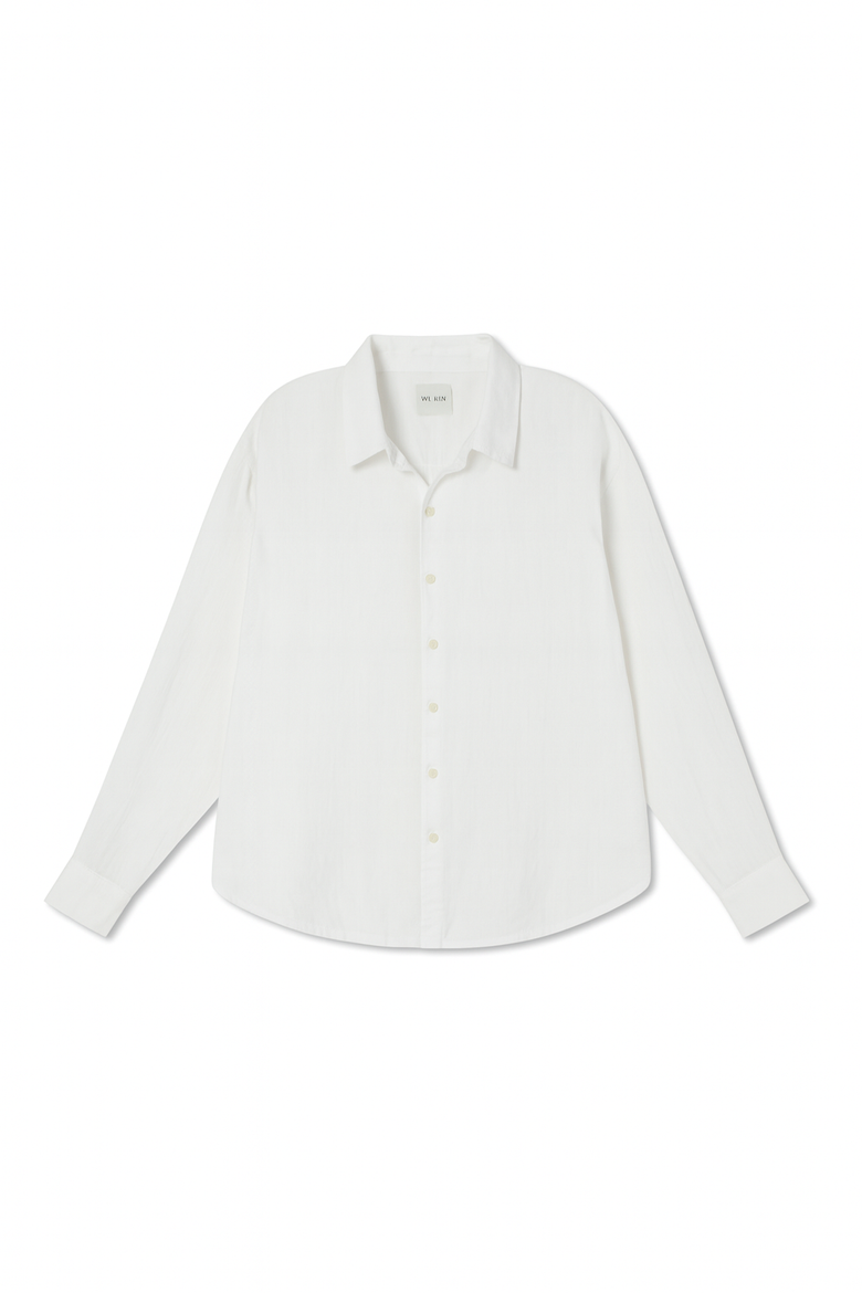 Cecile Oversized Linen Shirt, Main, color, White
