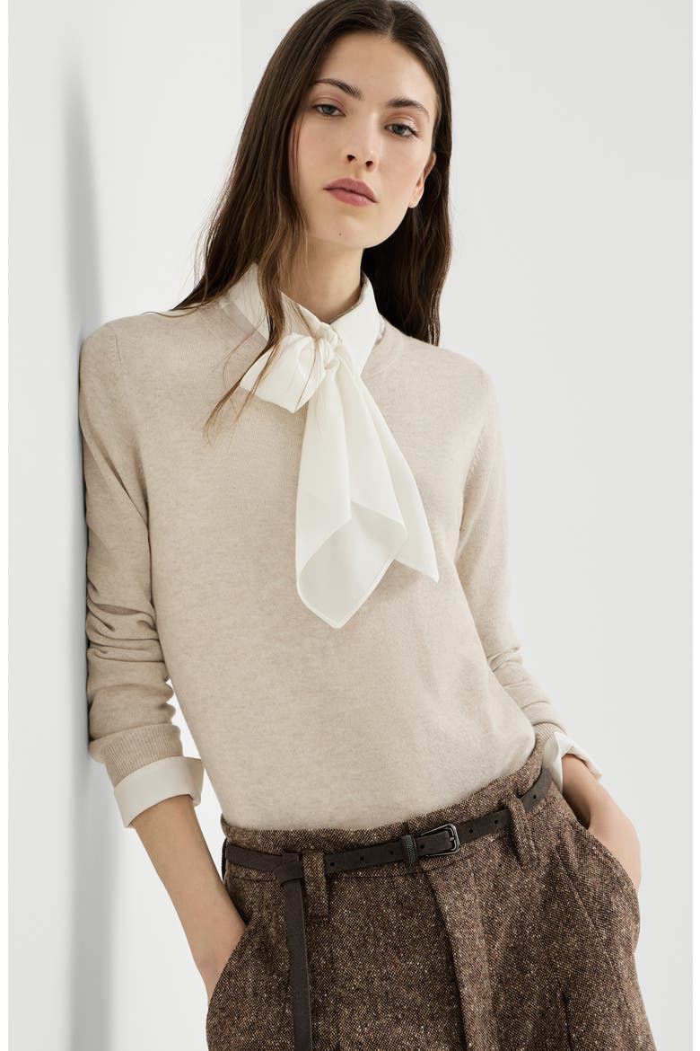 Cashmere sweater with monili, Alternate, color, Oat