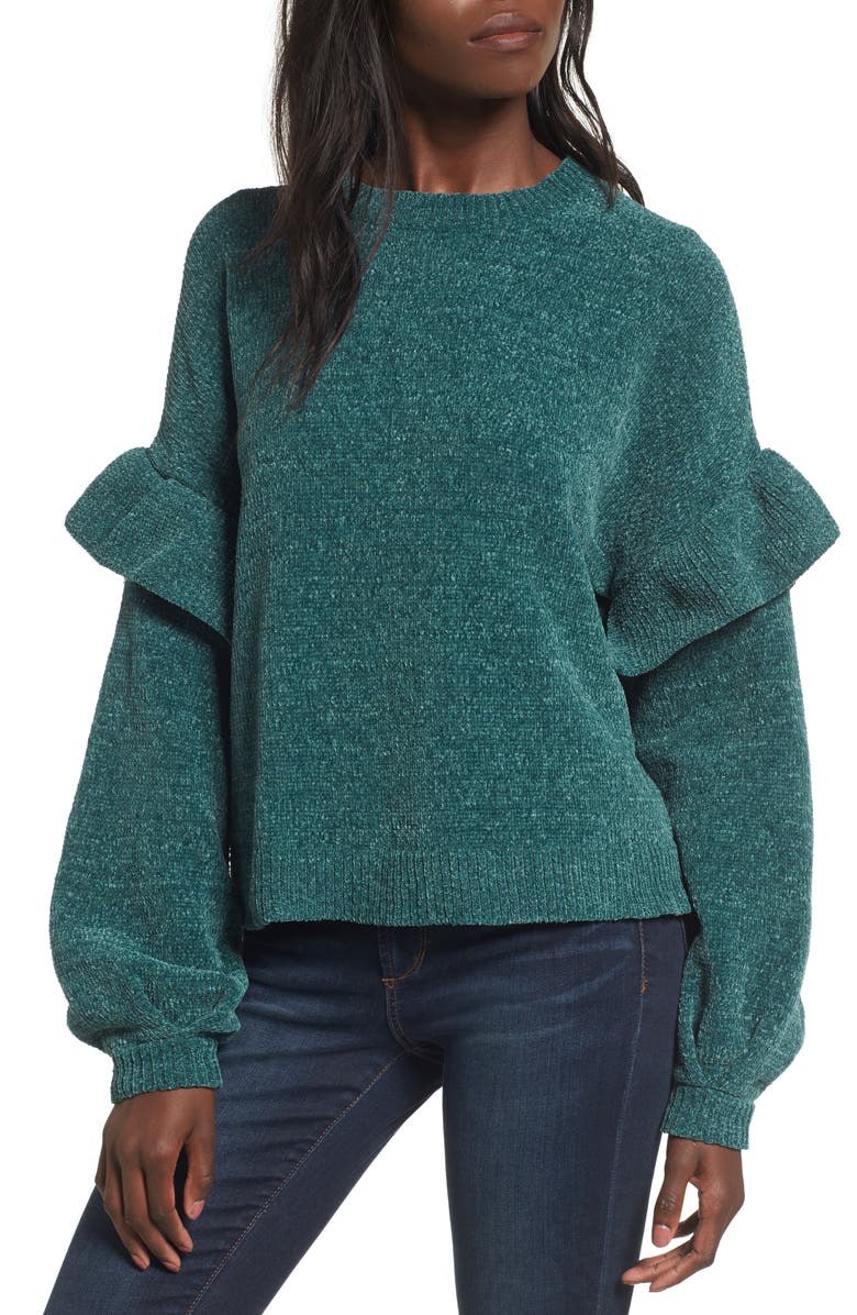 BP. Ruffle Chenille Sweater, Main, color, 