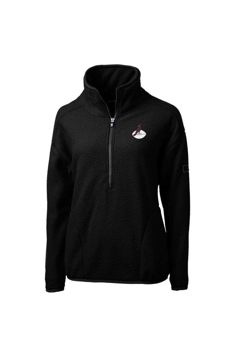 Women's Cutter & Buck Black Arizona Cardinals Throwback Logo Cascade Eco Sherpa Fleece Half-Zip Pullover Jacket, Alternate, color, Black