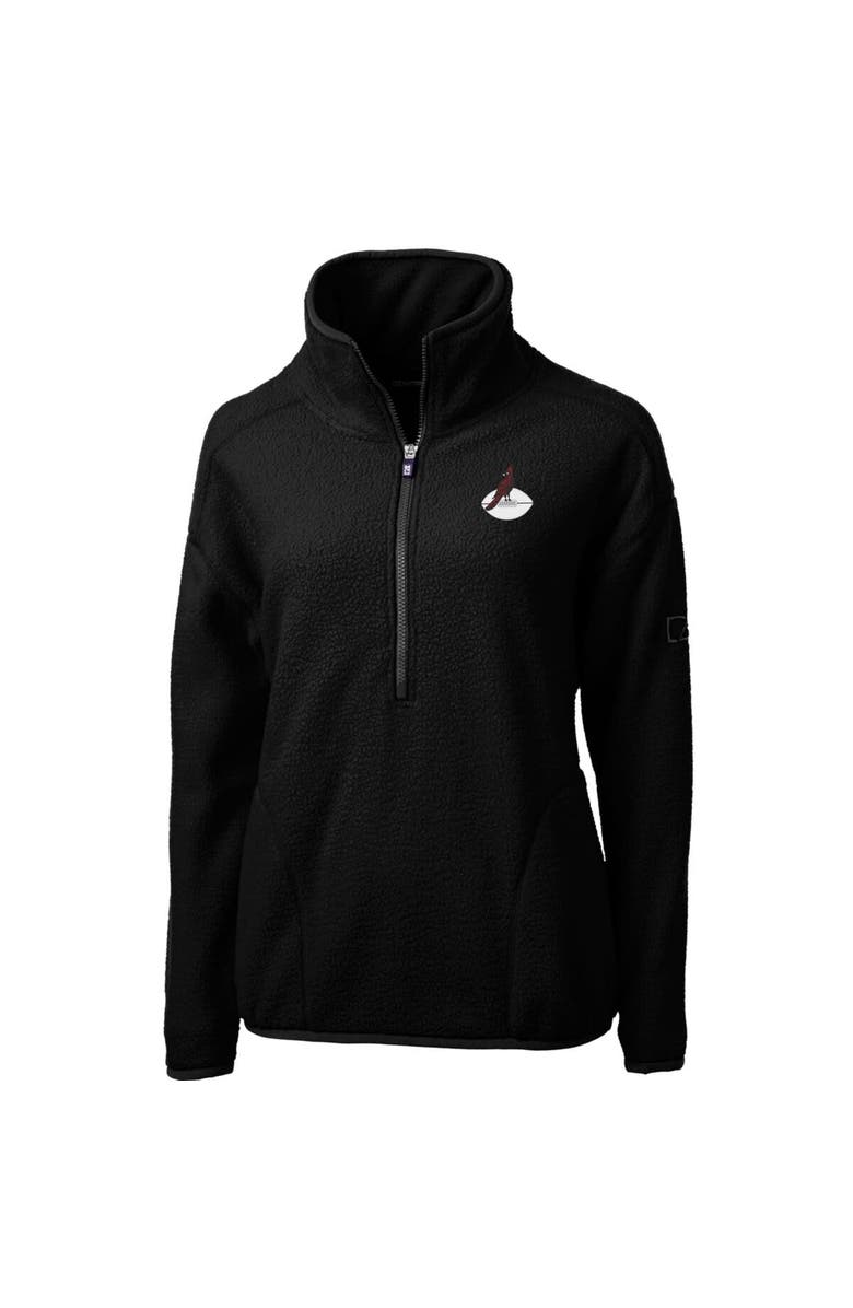 Cutter & Buck Women's Cutter & Buck Black Arizona Cardinals Throwback Logo Cascade Eco Sherpa Fleece Half-Zip Pullover Jacket, Alternate, color,