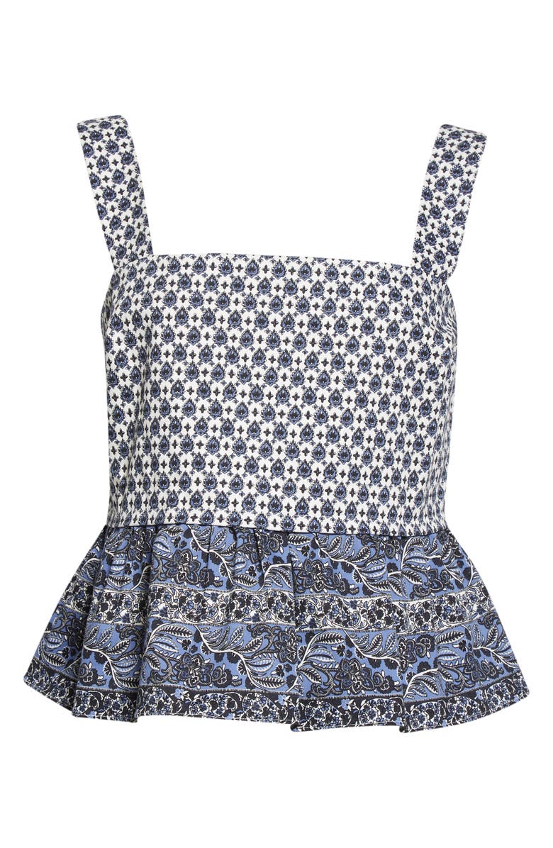 Veronica Beard Gari Stretch Cotton Peplum Top, Alternate, color, 