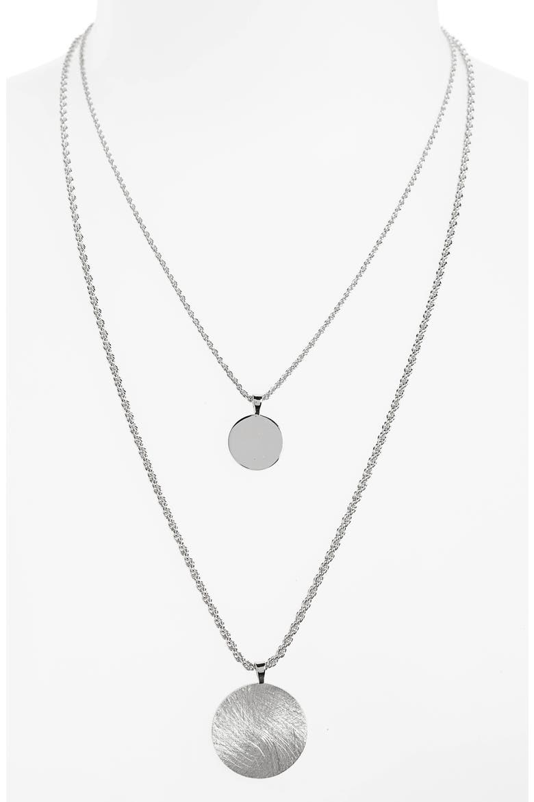 Double Layer Necklace, Main, color, RHODIUM