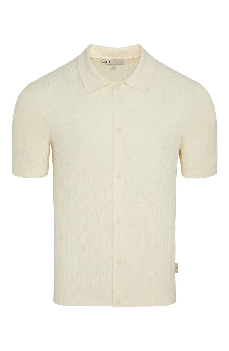 Onia Boucle Rib Button Up Shirt, Alternate, color, Cream