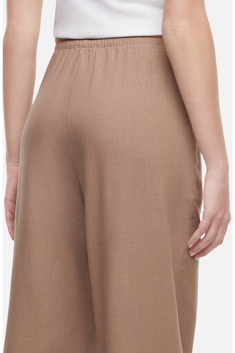 Drawstring Linen Blend Wide Leg Pants, Alternate, color, PORTABELLA