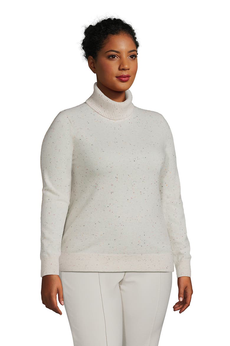 Cashmere Turtleneck Sweater, Alternate, color, Fresh Ivory Rainbow Donegal