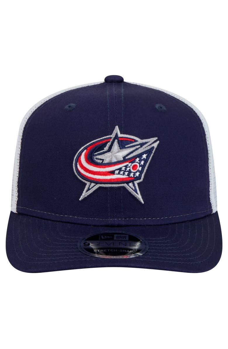 New Era Men's New Era Navy Columbus Blue Jackets Core Trucker 9SEVENTY Stretch-Snap Hat, Alternate, color, 