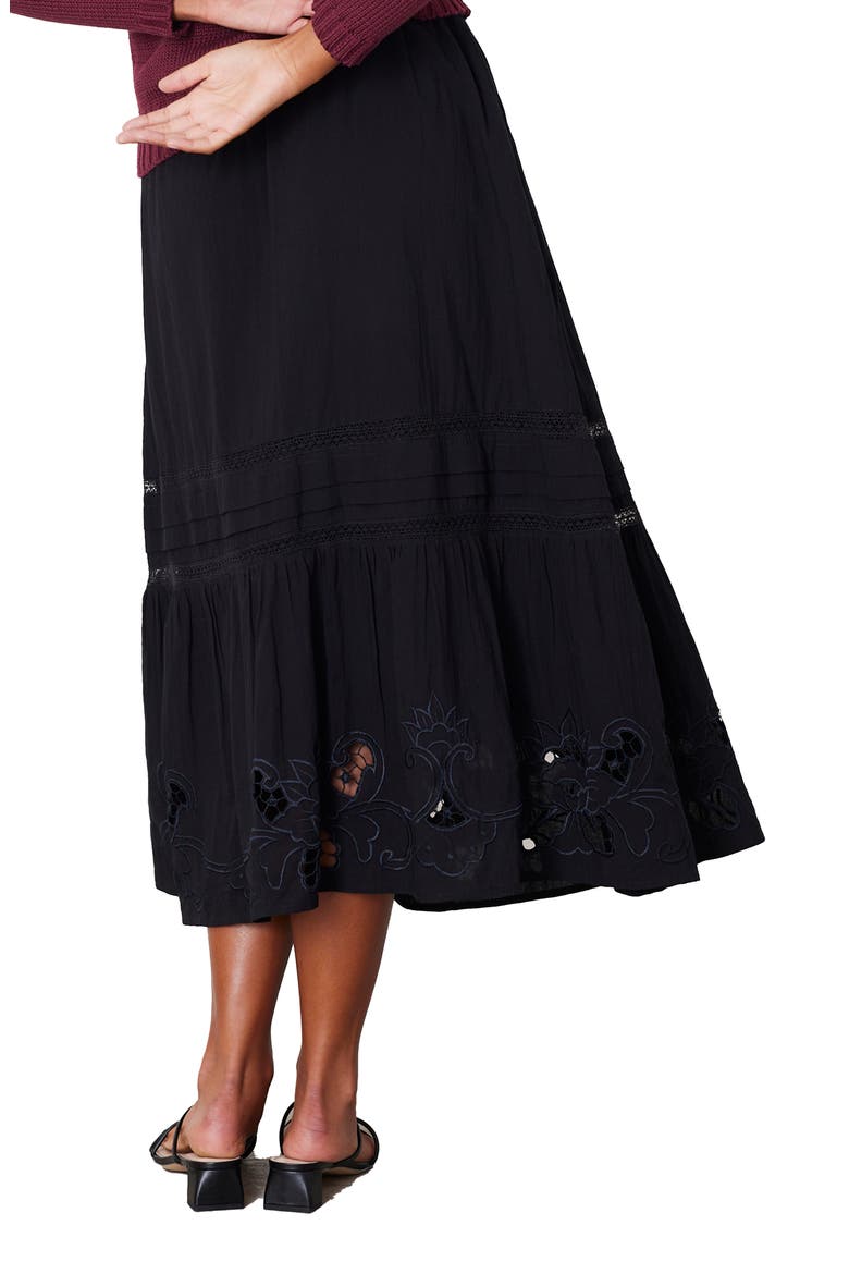 Stevie Lace Inset Embroidered Skirt, Alternate, color, Black