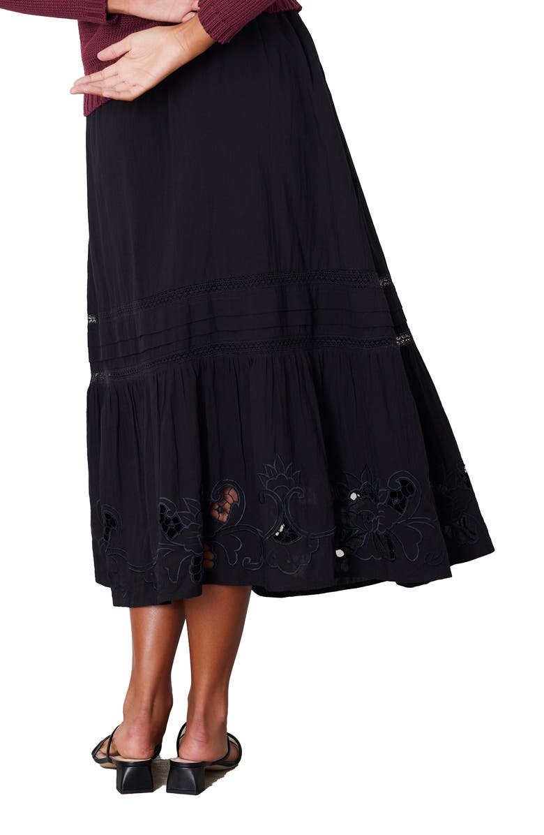 Paneros Clothing Stevie Lace Inset Embroidered Skirt, Alternate, color, Black