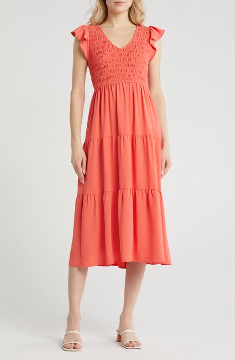 Flutter Sleeve Midi Dress