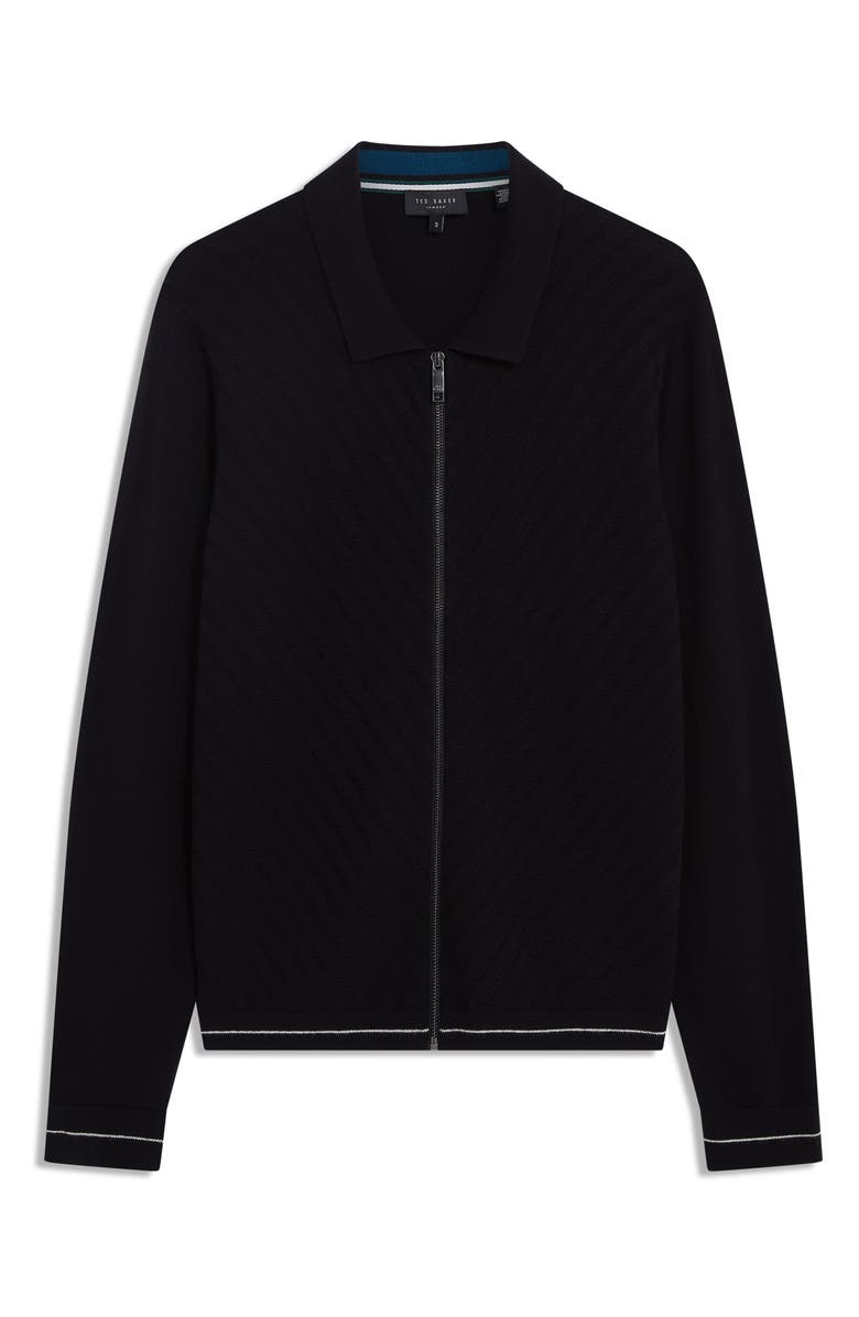 Ted Baker Lysand Cotton & Wool Zip-Up Jacket, Alternate, color, Black
