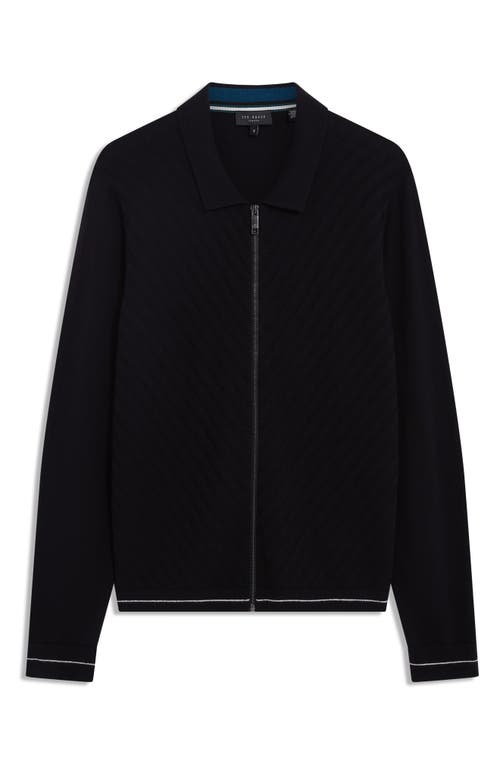 Ted Baker Lysand Cotton & Wool Zip-up Jacket In Black