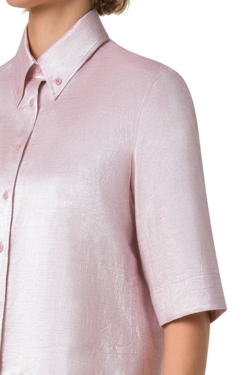 Akris Punto Boxy Short Sleeve Button-down Shirt In Pale Pink
