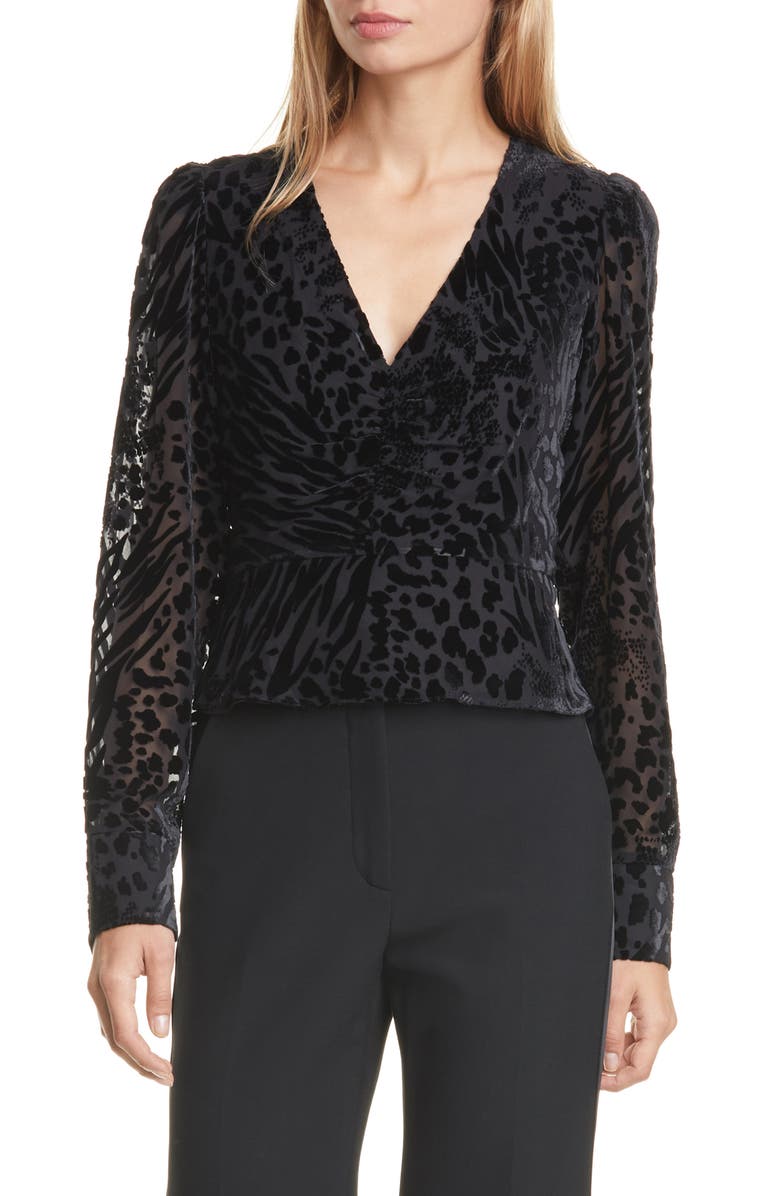 Veronica Beard Giacomo Animal Devoré Top, Main, color, 