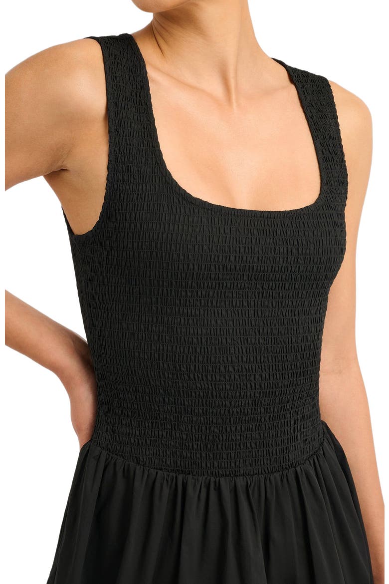 Poplin Smocked Mini Dress, Alternate, color, BLACK