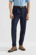Brunello Cucinelli Cashmere and virgin wool multistripe twill trousers with pleat