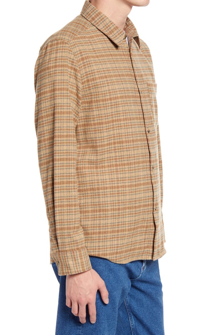 Surchemise John Plaid Button-Up Flannel Shirt Jacket, Alternate, color, BAA BEIGE