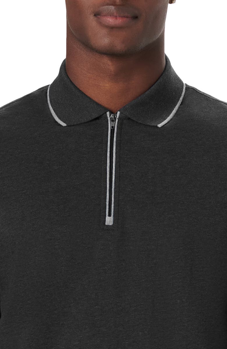 Bugatchi Tipped Long Sleeve Quarter Zip Polo, Alternate, color, 