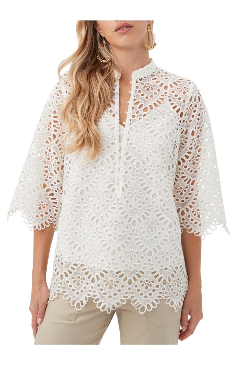 Trina Turk Martigues Lace Tunic Top, Main, color, Whitewash