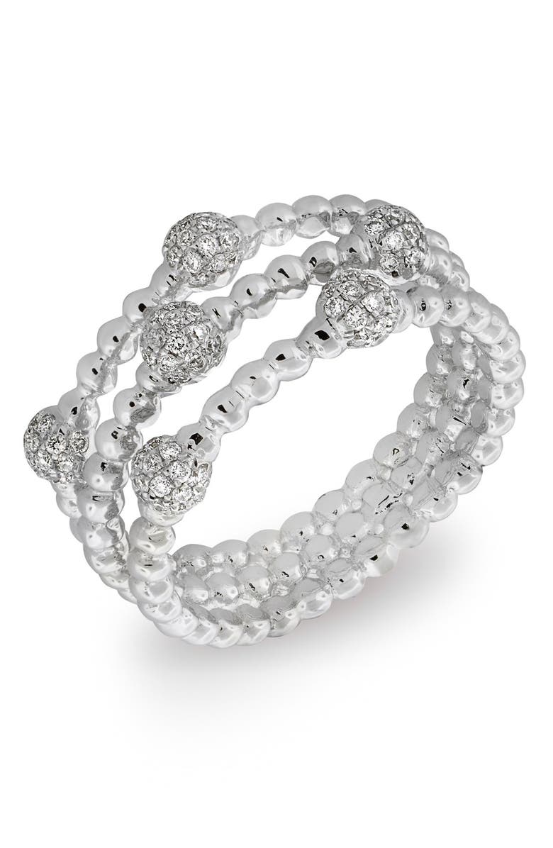 Bony Levy Pavé Ball Bead Three-Row Diamond Ring, Main, color, 