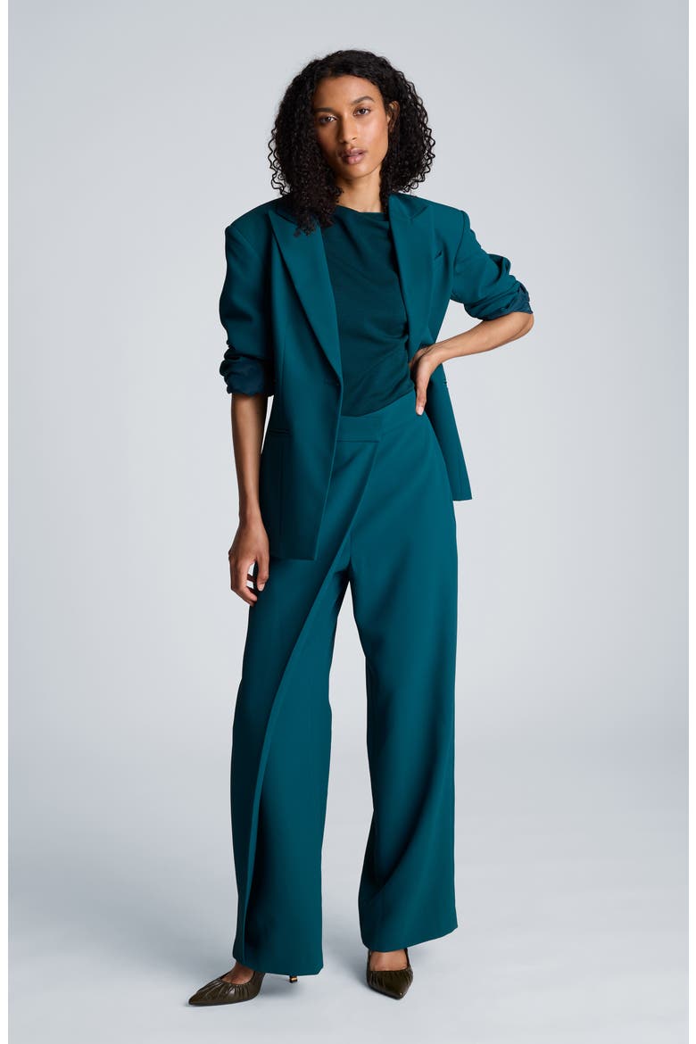 Slim One-Button Blazer, Alternate, color, TEAL DUSK
