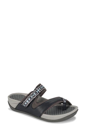 Baretraps Deserae Womens Faux Leather Slip On Sport Sandals In Black Multi