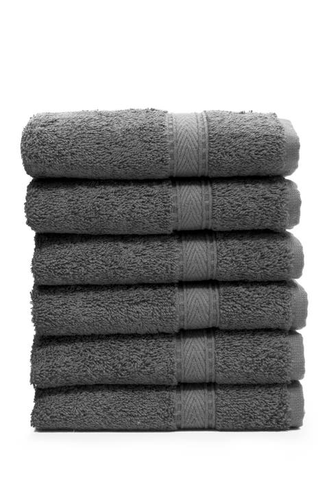 Sinemis Terry Washcloths - Set of 6 - Dark Grey