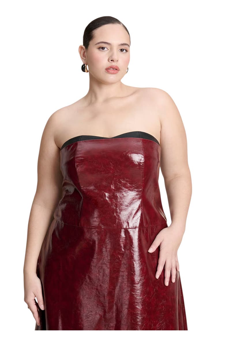 Textured Faux Leather Dress With Cup Detail, Alternate, color, POMEGRANATE