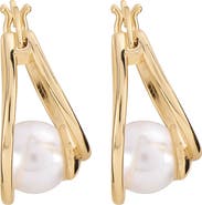 ATHRA LUXE Faux Pearl Orbit Hoop Earrings