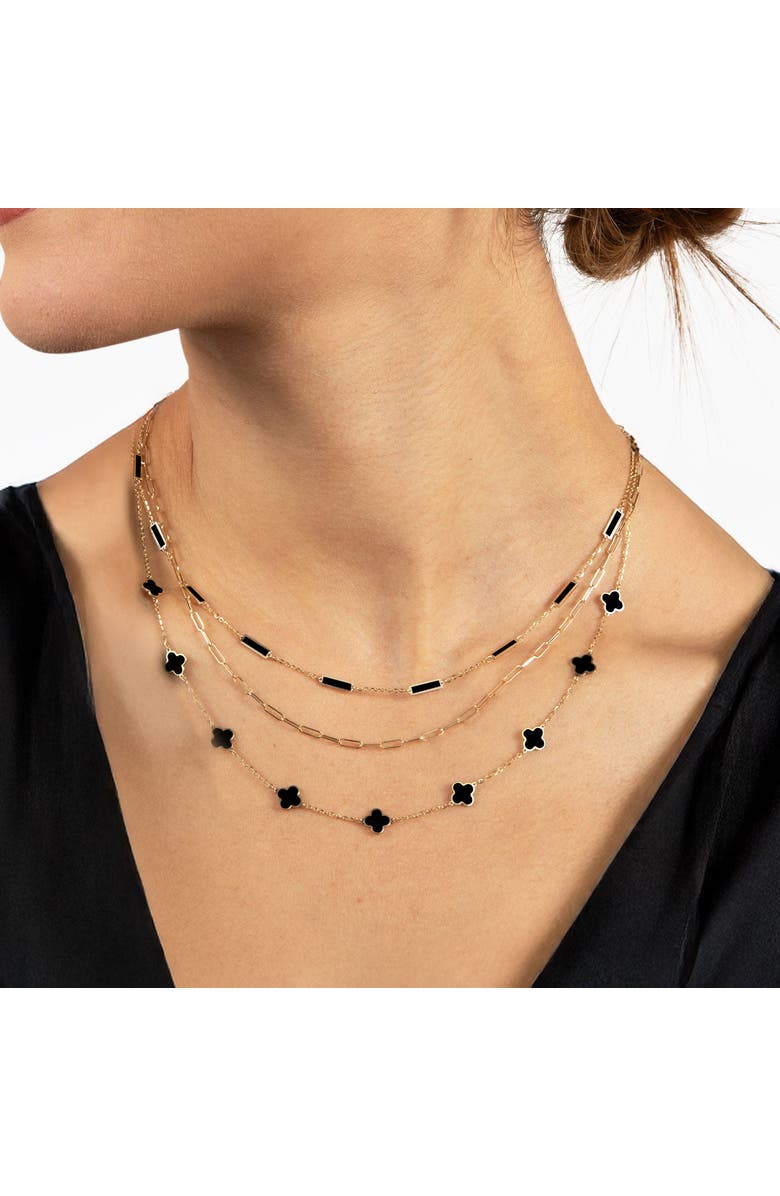 The Lovery Fine Jewelry Onyx Bar Chain Necklace, Alternate, color, Onyx