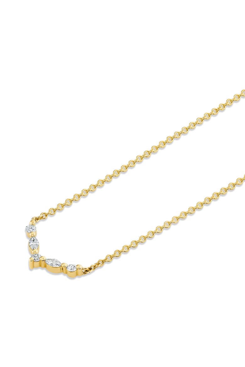 Mini Montage Marquise and Round Cut Diamond Chevron Necklace, Alternate, color, 18K Yellow Gold