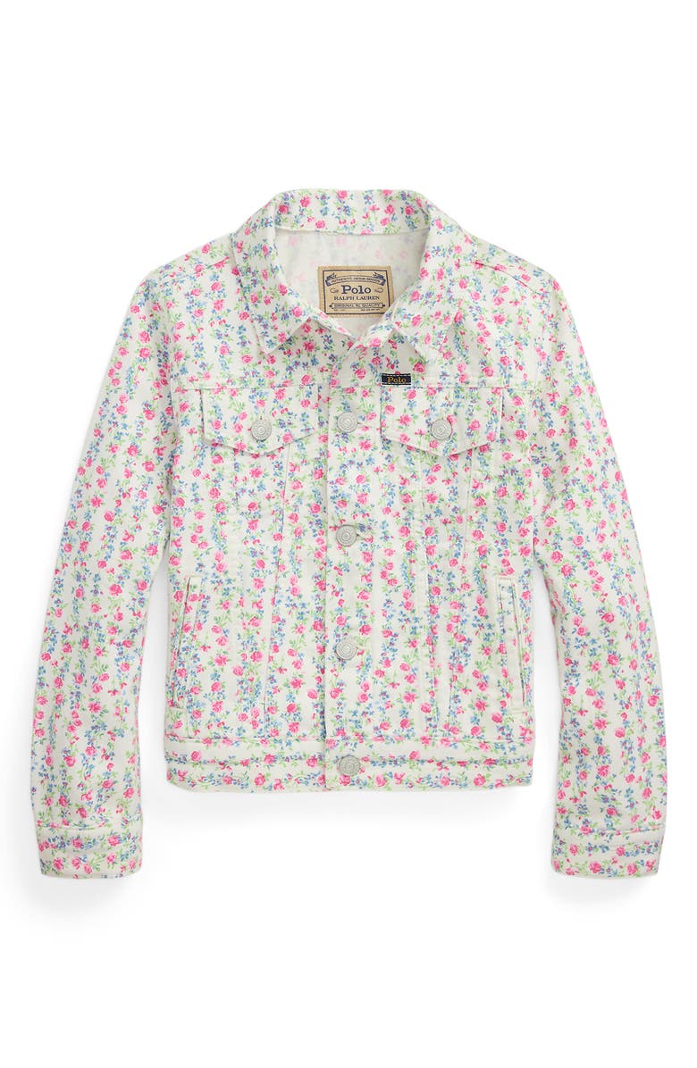Polo Ralph Lauren Kids' Floral Cotton Canvas Trucker Jacket, Main, color, 