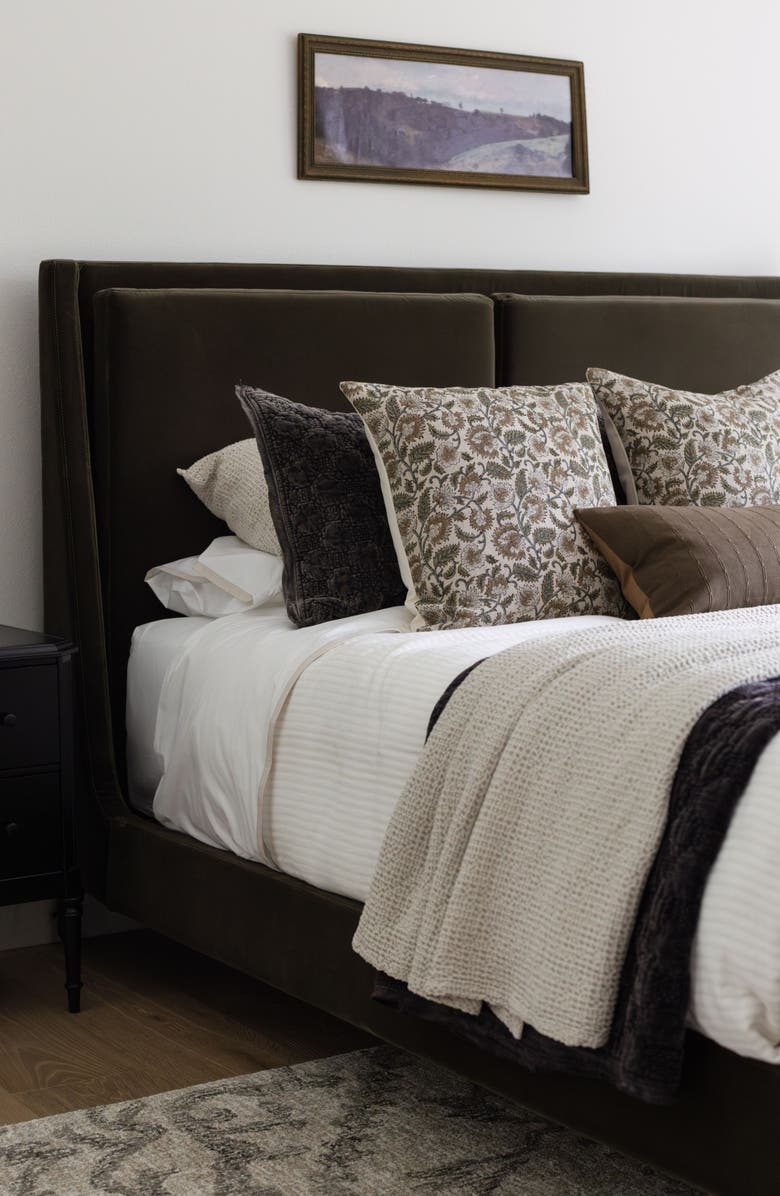 Linen & James Ethel | Natural Tan Sage Floral Handblock Pillow Cover, Alternate, color, Natural Tan