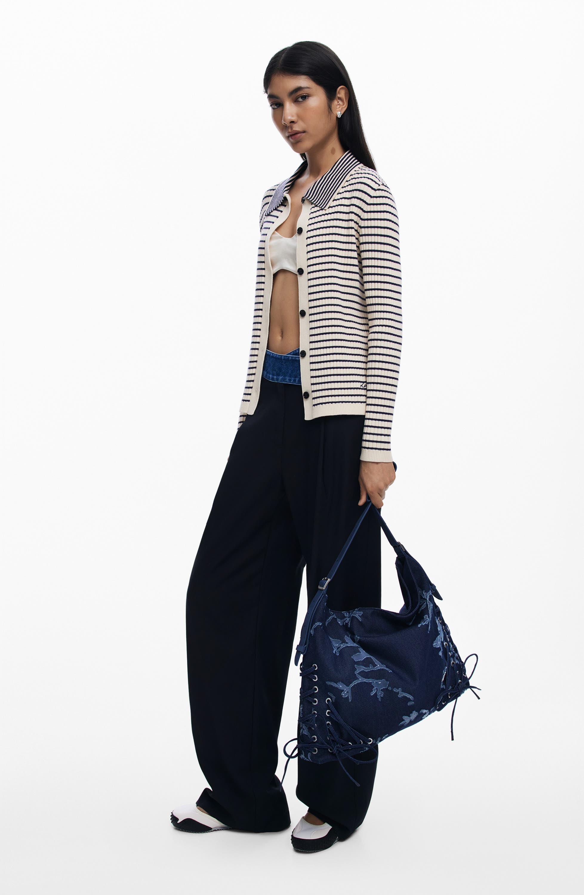 Desigual Floral Devoré Denim Crossbody Bag, Alternate, color, Light Blue