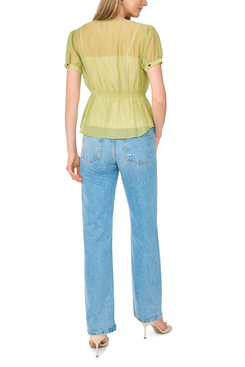 V-Neck Short Sleeve Top, Alternate, color, CACTUS