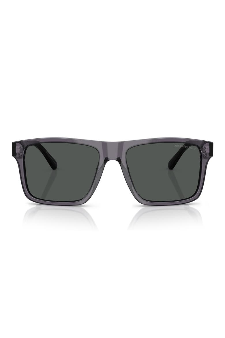 57mm Square Sunglasses, Main, color, TRANSPARENT DARK GREY / SMOKE