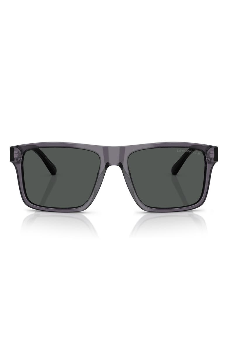 Emporio Armani 57mm Square Sunglasses, Main, color, Transparent Dark Grey / Smoke