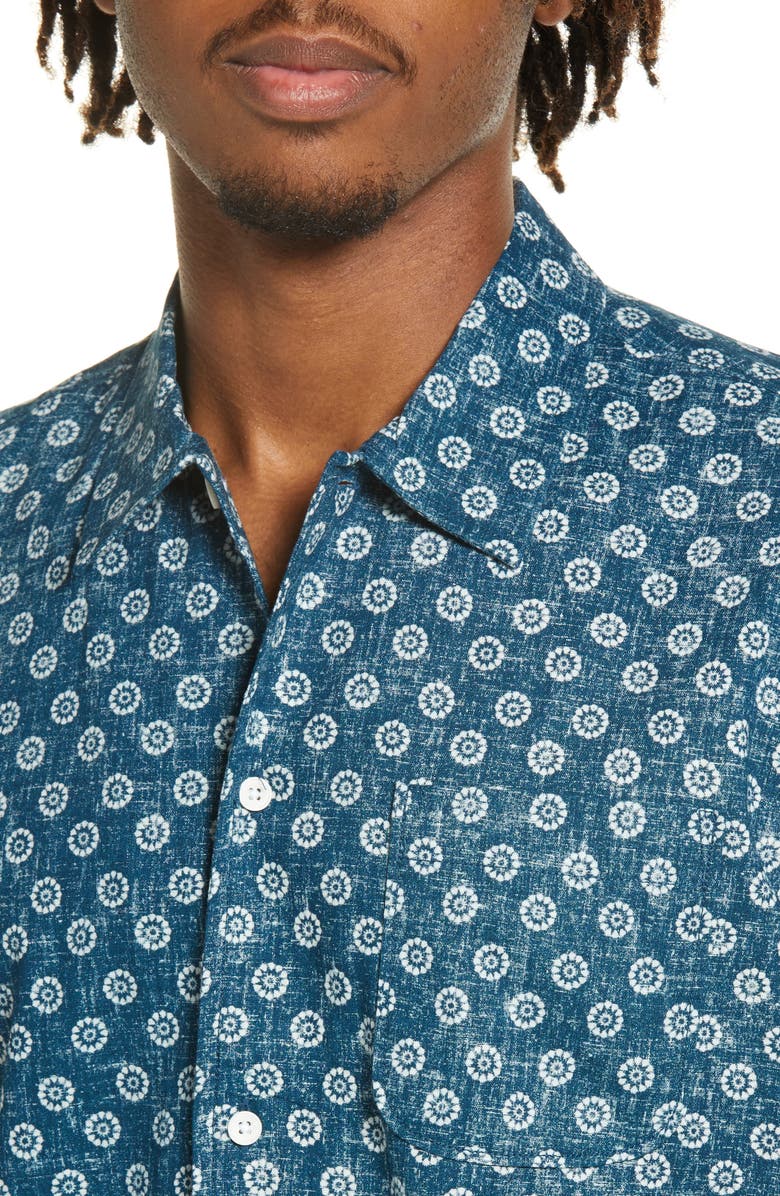 Treasure & Bond Trim Fit Floral Medallion Short Sleeve Camp Shirt, Alternate, color, 