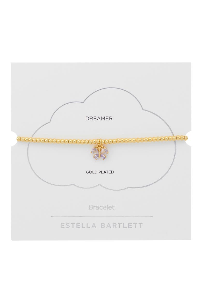 Dreamer Cubic Zirconia Butterfly Charm Bracelet, Alternate, color, GOLD