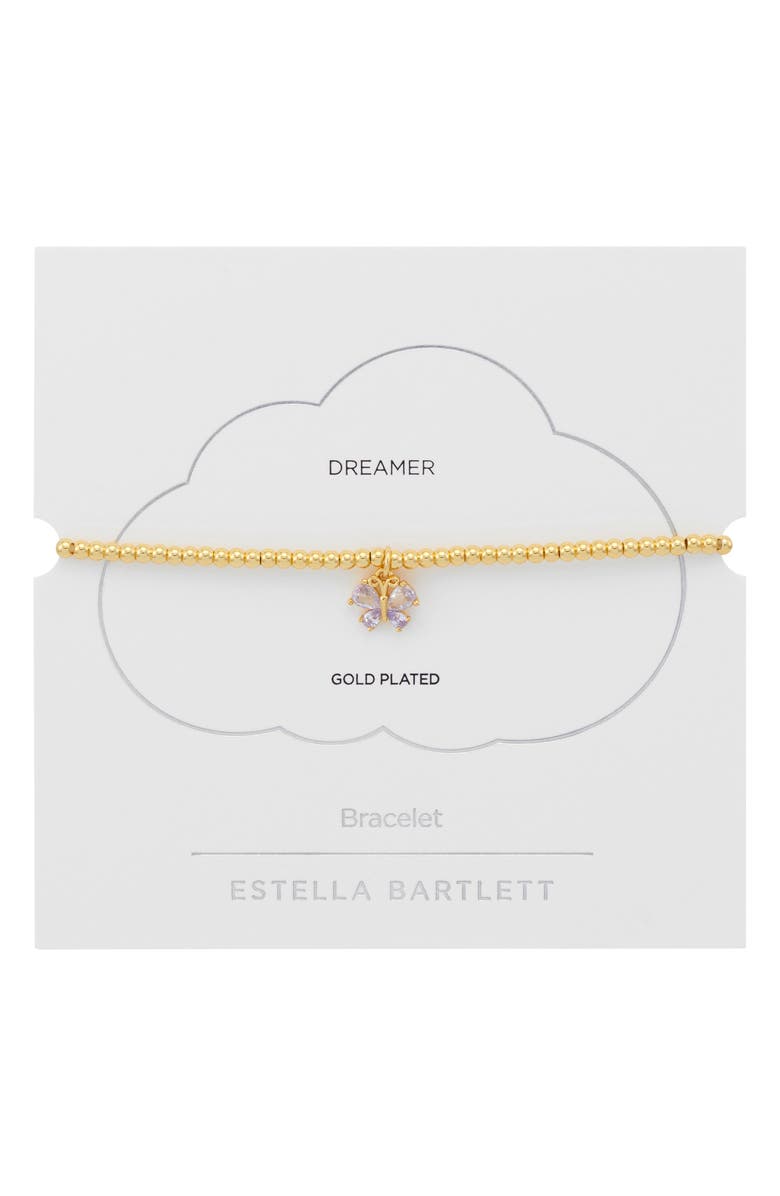 Estella Bartlett Dreamer Cubic Zirconia Butterfly Charm Bracelet, Alternate, color, Gold