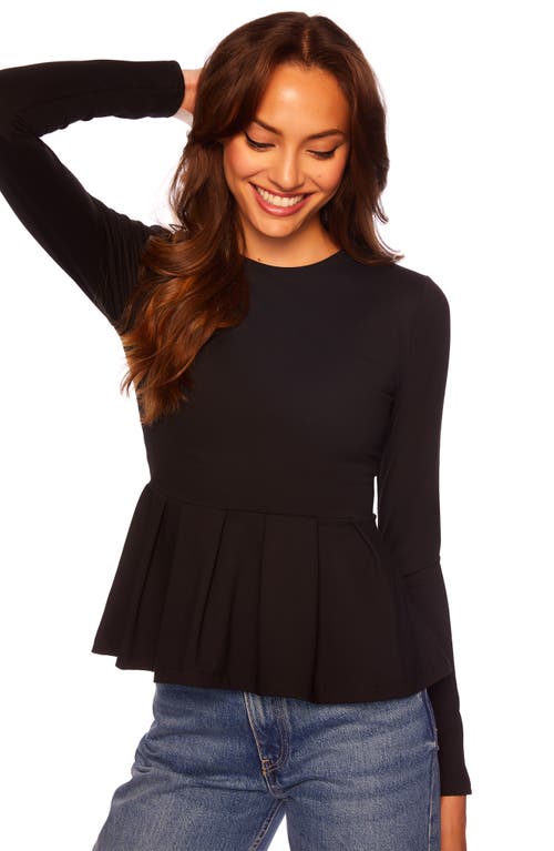 Susana Monaco Long Sleeve Peplum Top In Black